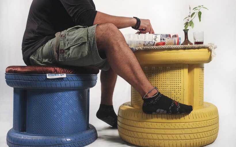 Upcycled green furniture design (Tires)