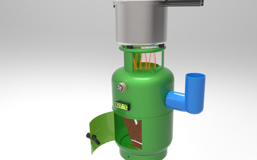 Smokeless green gas cylinder stove with wood drier